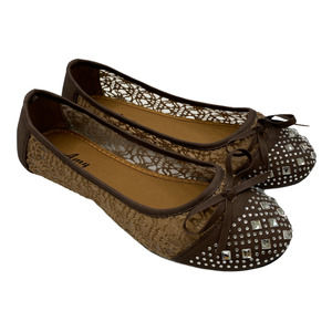 AMY Lace Rhinestone Ballet Flat Size 6.5